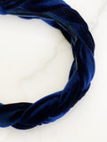 Braided Velvet Headband Size S Deep Blue
