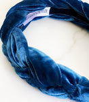 Braided Velvet Headband Size M Blue