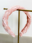 Braided Velvet Headband Size S Light Pink