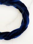 Braided Velvet Headband Size S Deep Blue