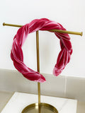 Braided Velvet Headband Size M Pink