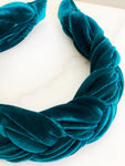 Braided Velvet Headband Size M Turquoise