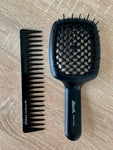 Curvy M Black And Black Wide tooth comb SET